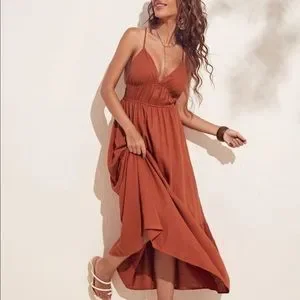 princess polly baby blue dress Dresses | Boho Rust Crisscross Open Back Cami Maxi Dress